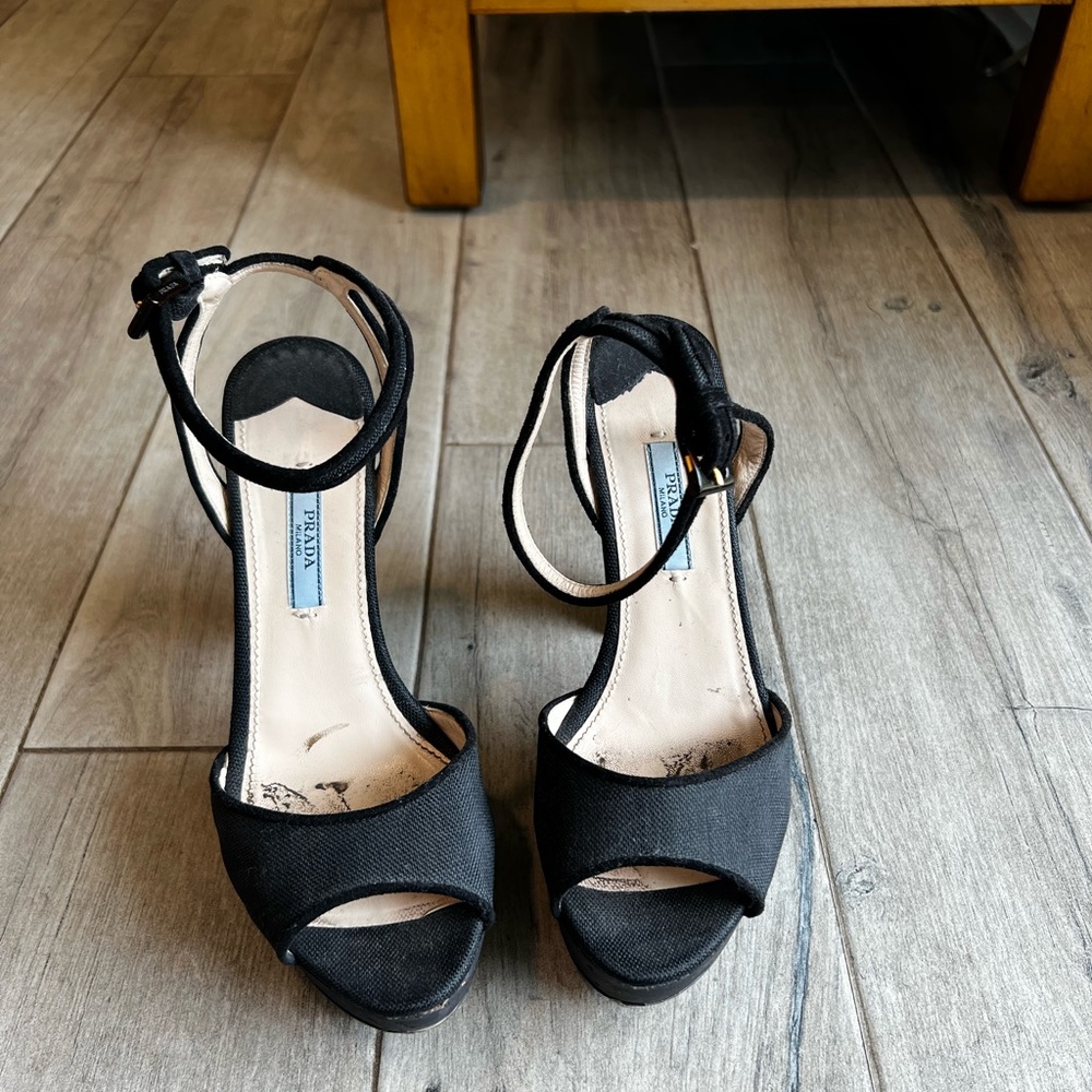 Prada open toe platforms. Size 7.5